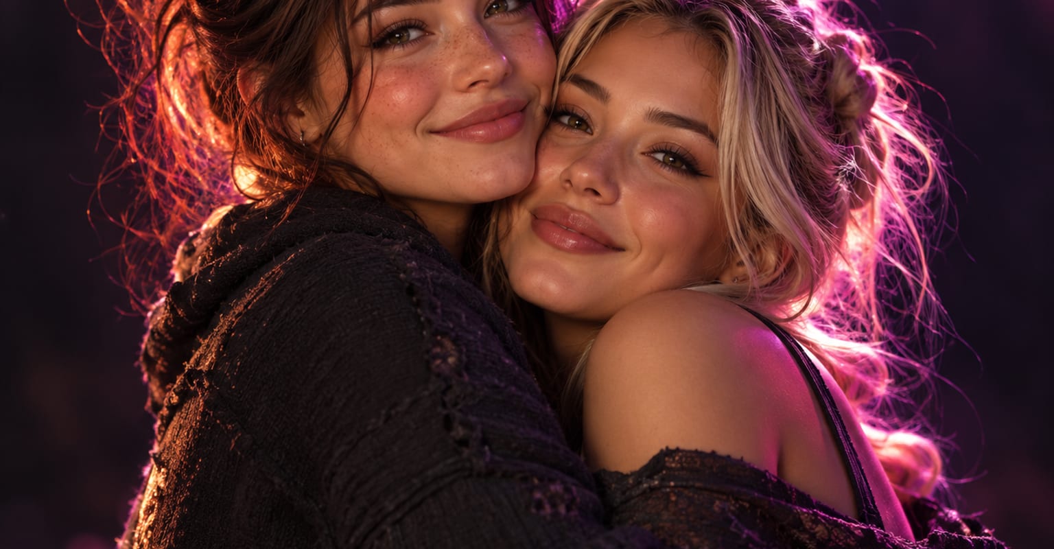 Two photos brought together in an AI hug
