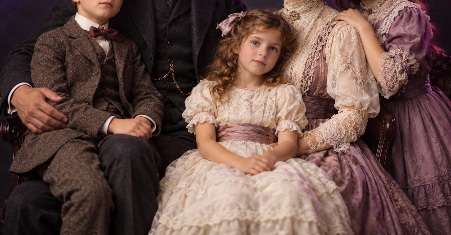 An old family photo restored and colourised
